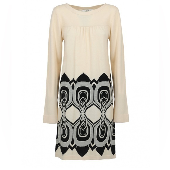 Tibi Merino Wool Cream & Black Sweater Dress‎ *Like New - Picture 1 of 10